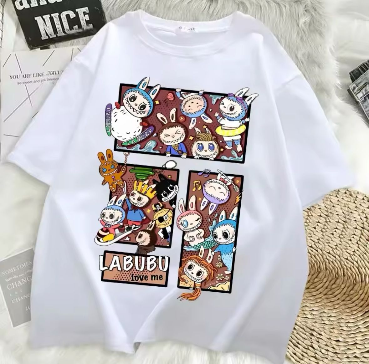 Išskirtiniai riboto leidimo Labubu stiliaus marškinėliai