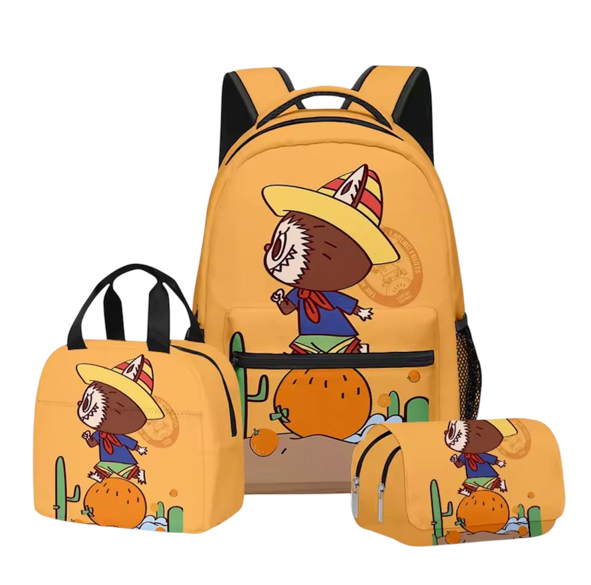 Labubu stiliaus 3 viename kuprinės rinkinys – Saldžios kaktuso svajonės leidimas